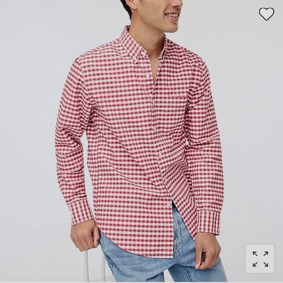 Men’s J. Crew slim untucked Oxford button down shirt, size small, red gingham - Picture 1 of 5